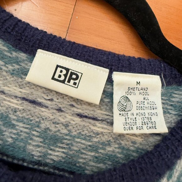 Women BP Nordstrom Shetland Wool Striped Button Up Cardigan Sweater Blue Medium - Picture 3 of 6